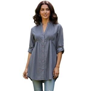 Speed Control New York Y2K Tunic Babydoll Top Sz 1X Gray Boho Chic Minimalist